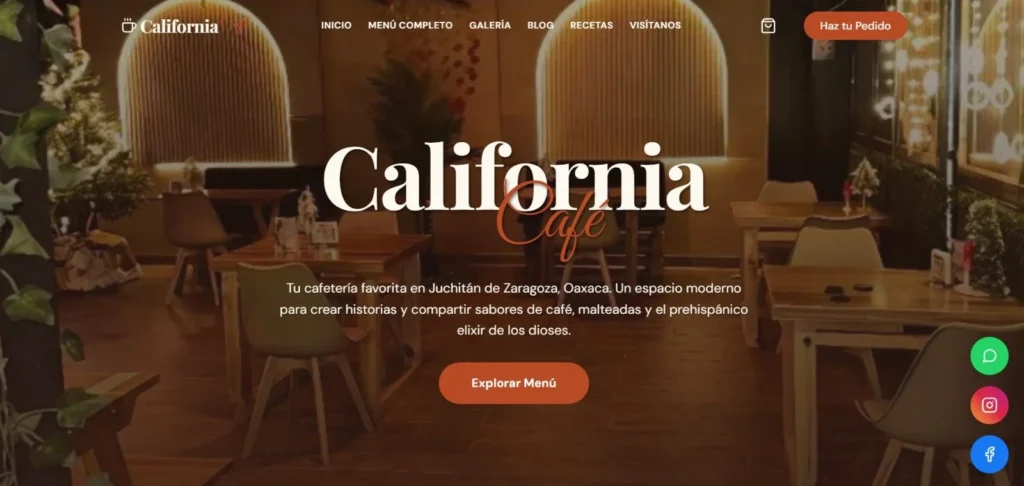 Vaso de Café California en el local